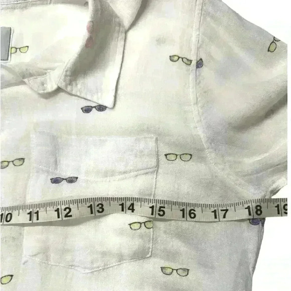 RAILS CHARLI SUNNIES GAUZ WHITE WITH SUNGLASSES BUTTON UP LONG SLEEVE TOP XS - Picture 12 of 12